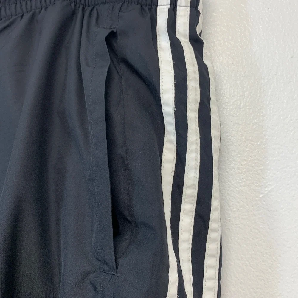 Vintage Adidas Track Pants  Men 2X Black White 3 Stripe  Ankle Zip Y2K Retro